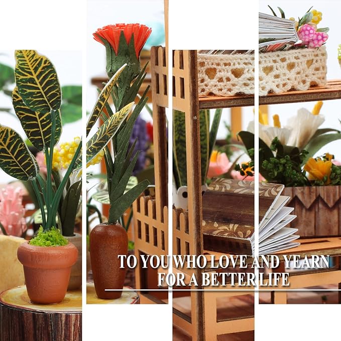 DIY Handmade Miniature Furniture, Wooden Diorama Book Nook House Kits Build Crafts for Adults, Miniature Street Tiny Library House Making Kit 1:24 Scale