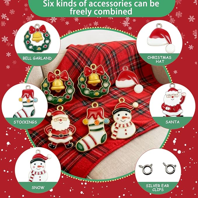 VPDSLABUBU Accessories for 3.9-6.7In(10-17cm) Dolls,8 Pcs Accessories,Including 1 Pearl Necklace,5 Christmas Collection Pendants,and 2 Spring Clips,Meet Your DIY Needs(Christmas)