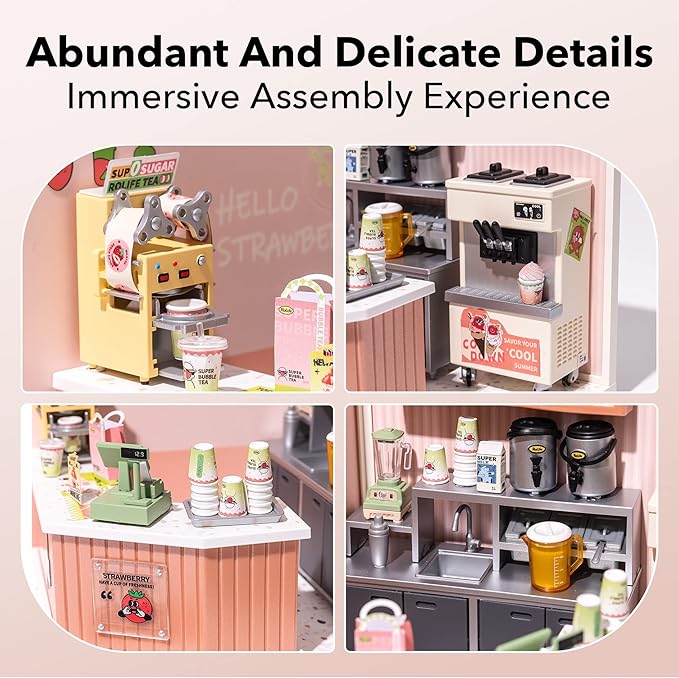 Wowood Super Creator-Mini Blocks Model Building Set for Adults, Miniature Plastic House Kit Super Store-Building Blocks Toys for Adult, DIY Crafts/Hobbies for Adult (Double Joy Bubble Tea)