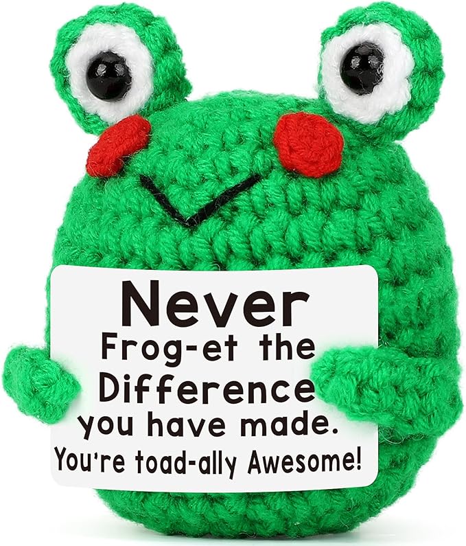 Christmas Thank You Gifts for Women, Coworker, Teacher, Nurse, Boss, Emotional Crochet Frog Animals Support Retirement Farewell Going Away Appreciation Gift - Never Forget The Difference You Make
