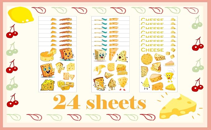 PIBIPAID 240 Cheese Tattoos Temporary Stickers Cheese Party Supplies Decorations Camping Themed Birthday Baby Shower Party Tattoos