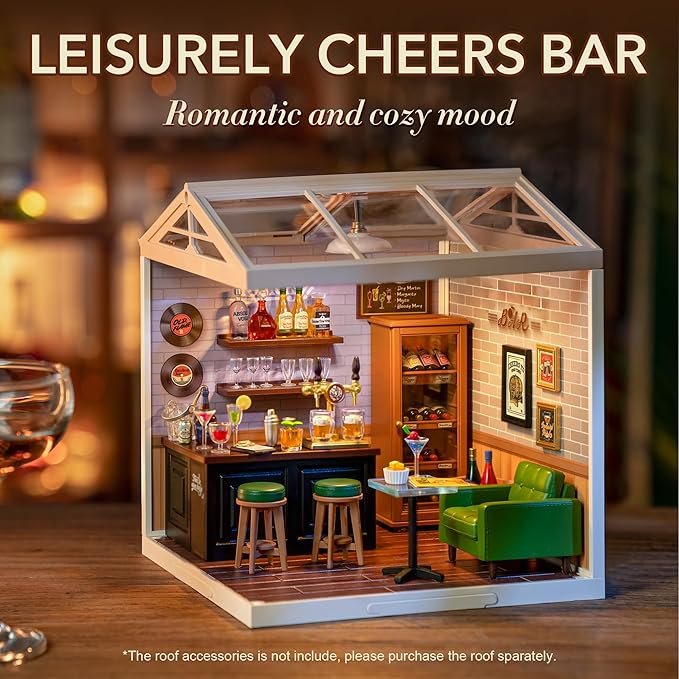 Wowood Super Creator-Mini Blocks Model Building Set for Adults, Miniature Plastic House Kit Super Store-Building Blocks Toys for Teens 8-12, DIY Crafts/Hobbies for Teens&Adults (Leisurely Cheers Bar)