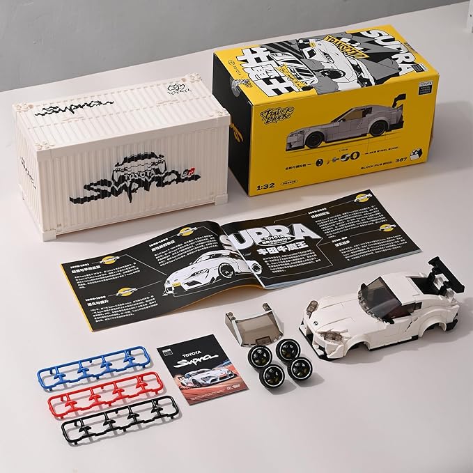 Toyota Supra Building Car with Display Container, Toyota Officially Licensed, Compatible with Speed Champions Sports Racing Car, Building Toys for Adults and Kids Boys Aged 8-16 (367PCS)