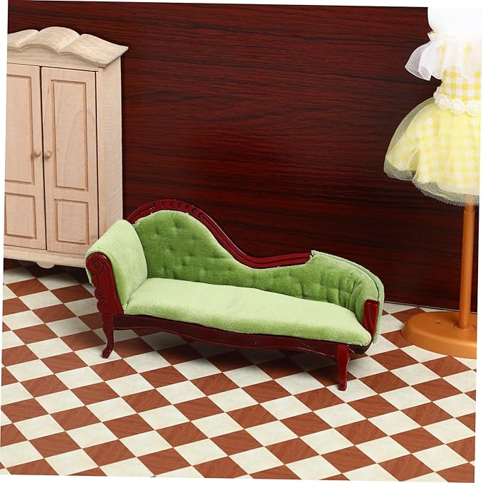 Doll House Mini Chaise Couch Ornaments Dollhouse Living Room Furniture Dollhouse Sofa Arm Chair Miniature Couch Mini Sofa Model Doll Furniture Miniature Vintage Sofa Sofas Birch