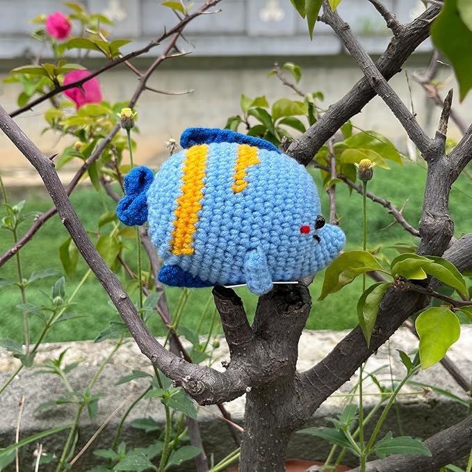 Crochet Fish Gifts, Emotional Support Fish Positive Cute Funny Cool Office Desk Decor Decorations for Her Women Men