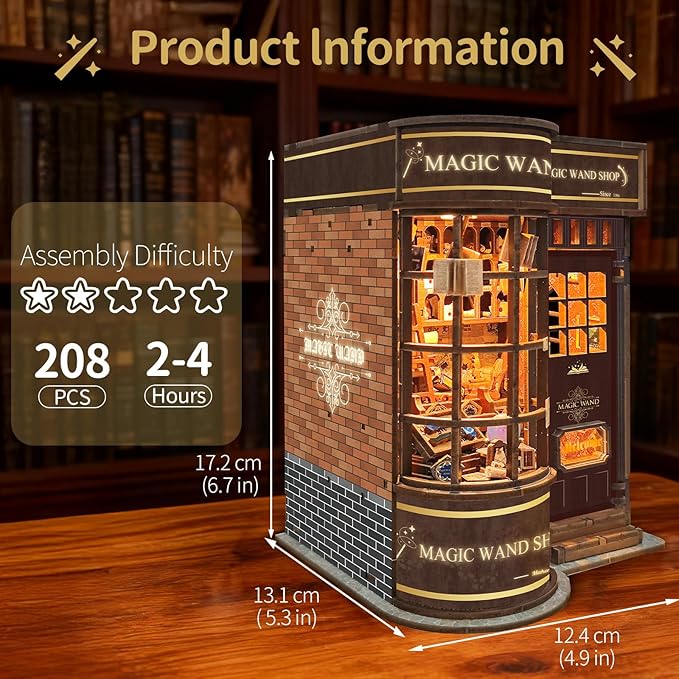 BELEEV Book Nook Kit, DIY Miniature Dollhouse Kit, 3D Wooden Puzzle for Adult and Teens, Booknook Bookshelf Decor Craft with LED Light, Gifts for Women Teens and Puzzle Lovers - Magic Wand Store