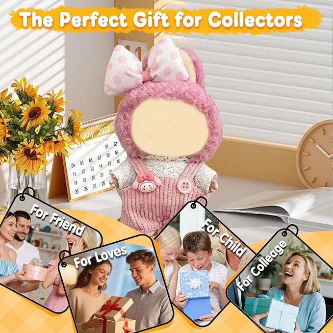 17cm Doll Clothes(NO Doll), Cute Dolls Outfit Accessories with Hair Clip + Top + Suspenders Pants, Small Kawaii Clothes Set for Dolls(Style 8)