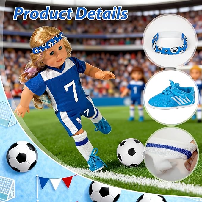 American 18 inch Doll Clothes Accessories-Soccer Uniform Compatible with 18 Inch Girl Dolls (Sports)