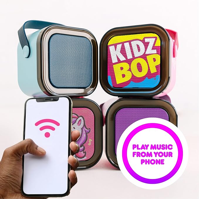 Move2Play, Kidz Bop Mini Karaoke Machine for Kids | Official Kidz Bop | Bluetooth Speaker with Microphones | Toddler Music Toy | Christmas Stocking Stuffer | Girls & Boys Age 2, 3, 4, 5, 6+