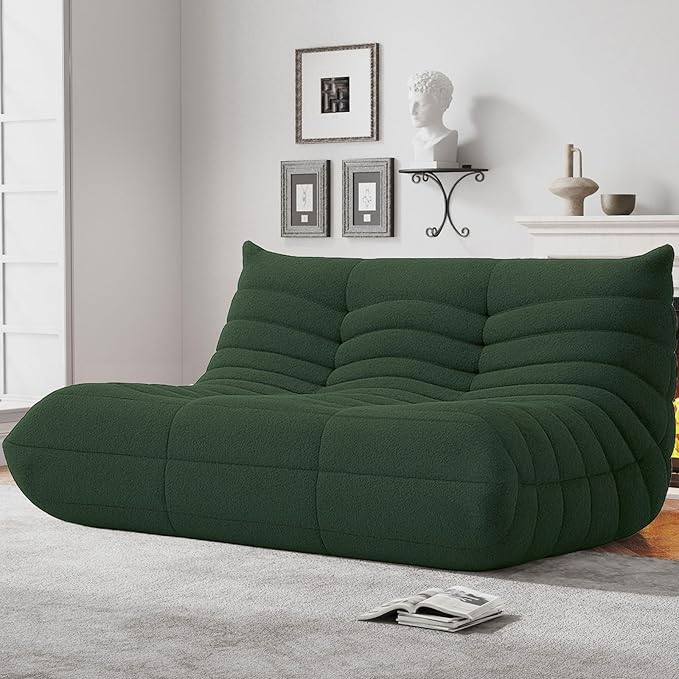 Bean Bag Chairs for Adults, Memory Foam Couch Loveseat Sofa Chair, Soft Teddy Material Cozy Comfy Reading Nook Chairs, Floor Chair for Living Room Bedroom Office