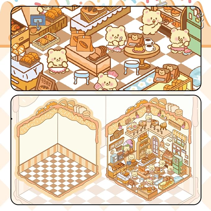 DIY 3D Sticker Scene,6 Sets of Kawaii Miniature Scenic House Stickers,Cozy Room Stickers Therapy Scenes for Adults and Kids Stress Relief Pass The Time and Gifts (Z-2)