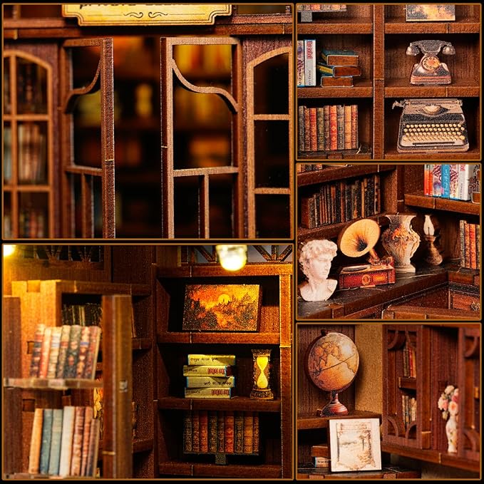Book Nook Kit，DIY Miniature Dollhouse Kit for Adults and Teens，3D Wooden Tiny House for Family and Friends，Bookshelf Decor in Halloween/Christmas（Book Store） (Book Store)