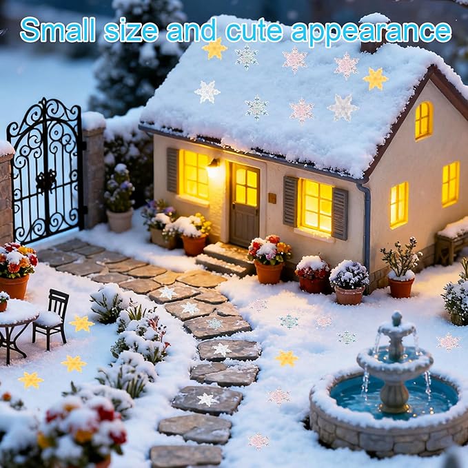 210pcs Mini Snowflakes, Resin Winter Miniature Snowflakes Ornaments Funny Small Tiny Christmas Decorations Suitable for Micro Landscape Garden Home Decor