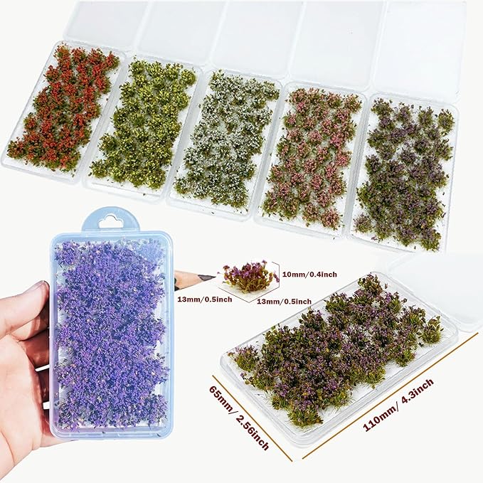 Woohome Purple Static Grass Tufts, 32 PCS Nylon Sculpture for DIY Architecture Building Model Train Landscape Railroad Scenery