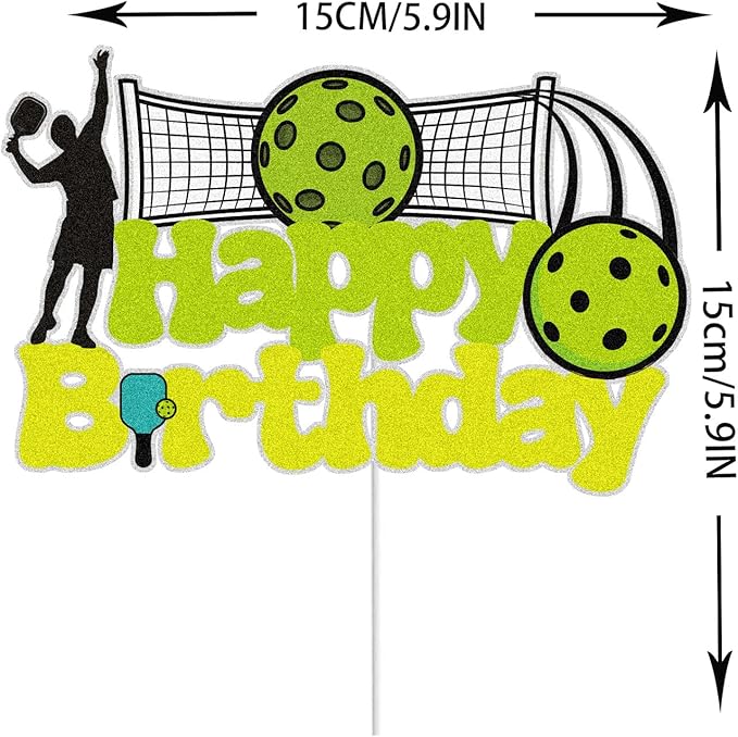 Ball Happy Birthday Cake Topper Green Glitter Cake Decorations ball Sports for Kid Boy Girl Men Sports Themed Birthday Party Supplies