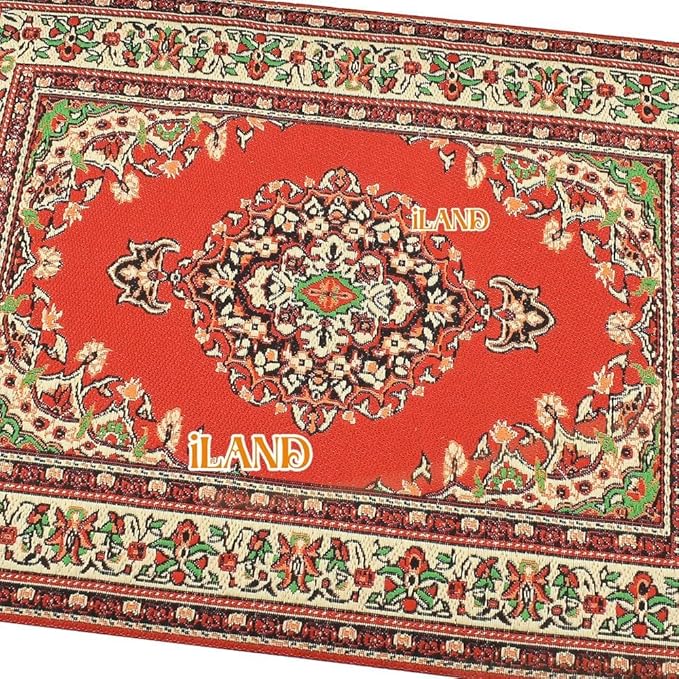 iLAND Miniature Dollhouse Accessories of Woven Dollhouse Rug 9.4” x 5.7” 9.2" x 1.8" for Dollhouse Furniture on 1/12 Scale and Dolls 3” - 12” (2pcs Appetence)