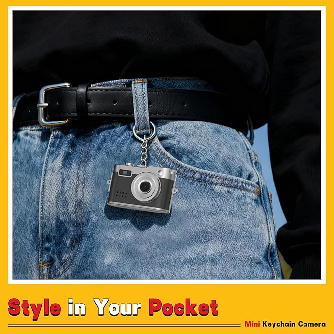 Mini Keychain Camera, 1080P & 2MP Retro Aesthetic, 32GB Memory, Pocket-Sized Vintage Camera, Christmas Birthday Gift for Friends