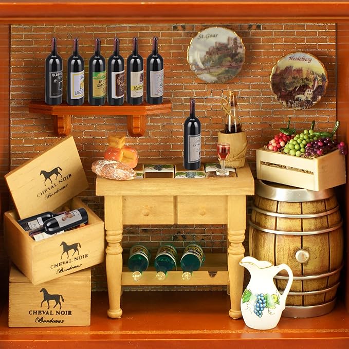 TIESOME Dollhouse Wine Bottles, 10Pcs 1:12 Scale Mini Red Wine Bottles Miniature Drink Bottles Wine Model Decoration Kitchen Accessories for Dollhouse Decors