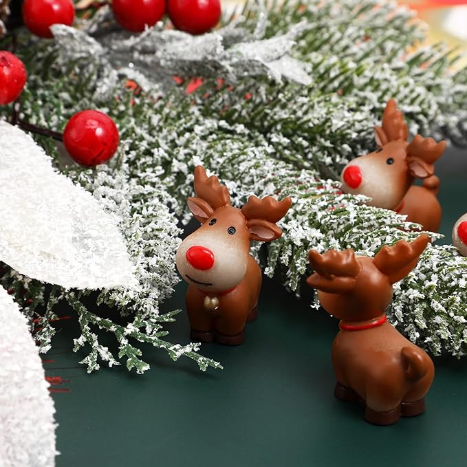 ARTIBETTER 15 Pcs Christmas Decor Christmas Miniature Deer Figurines Holiday Reindeer Figurines Elk Desktop Adornment Mini Deer Decorations Cartoon Crafts