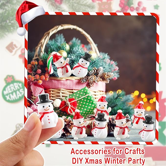80 Pcs Mini Snowman Figurines Miniature Christmas Snowmen Tiny Resin Xmas Decoration for DIY Crafts Christmas Micro Landscape Dollhouse Accessories, 2 Styles