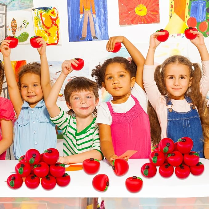 24 Pieces of Fruit Stress Ball Toys,Red Fruit Stress Relief Balls,Fruit Fidget Stress Balls for School Carnival Reward Party Favor Supplies Back to School Decor