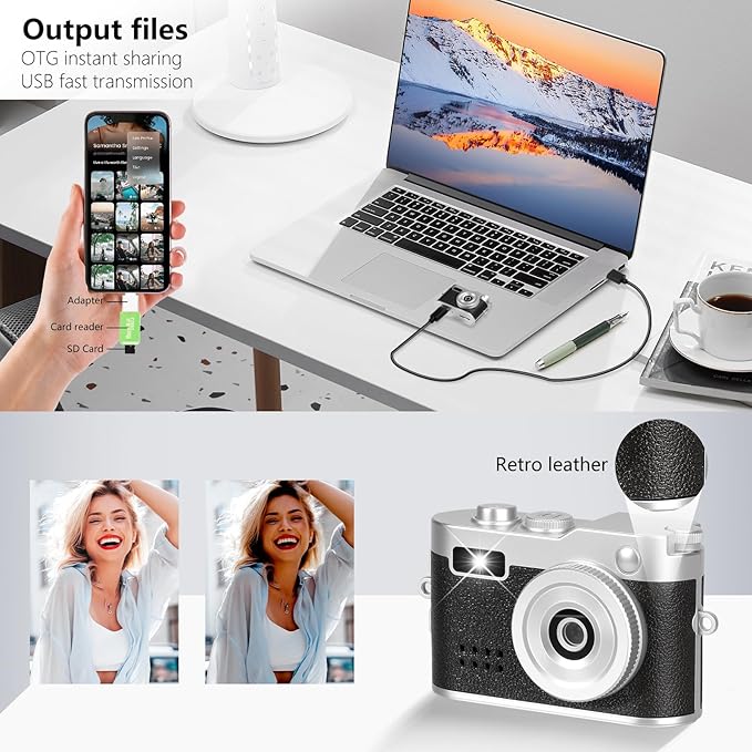 Mini Keychain Camera, FHD 1080p Mini Digital Camera with 32GB SD Card, 0.96" HD Display, 100 Mins Battery Life for Travel Recording Birthday Gifts (Vintage, Dark)