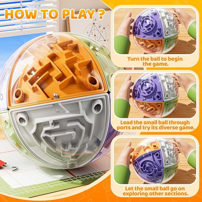 3D Ball Puzzle for Kids 5-8 8-12, Color Matched Game, Kids Toy with Logical Reasoning, Education Sensory Learning Toys Birthday Gift for Kids Adults 5 6 7 8 9+ Years Old Boys