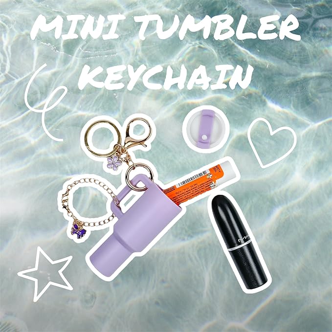 ERTUNA Mini Tumbler Keychain Accessories for Stanley Cup, 2 Way Cute Charms Chapstick Lip Balm Holder for Women Purse Handbag