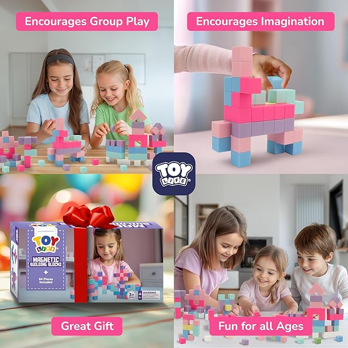 TOY Life 64 Pcs Magnetic Blocks for Kids Ages 3-5, Magnet Building Blocks for Toddlers, Magnetic Blocks for Kids Ages 4-8 Girls & Boys, Educational Learning Building Toys for Age 3 4 5 6 7 8-12