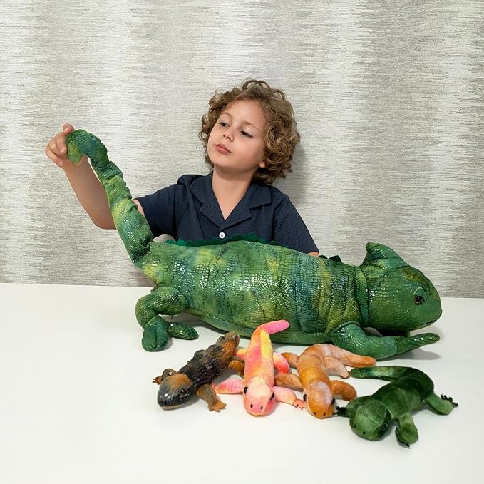 5Pcs Giant Lizard Plush, 27" Mother Iguana Stuffed Animal with 4 Baby Lizard Plushies, Bearded Dragon Plush Toy for Kids Boys Girls, Stuffed Chameleon for Christmas Birthday Gift