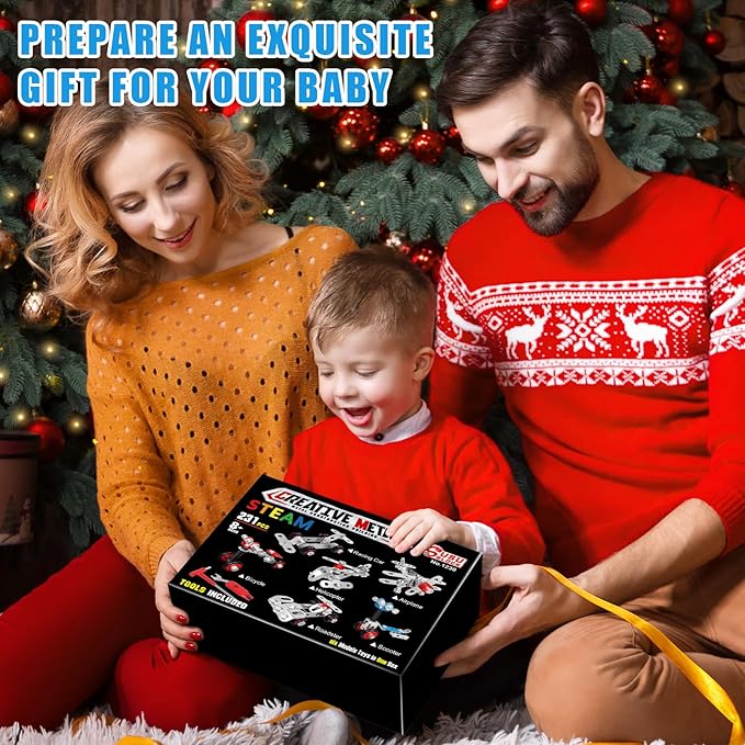 Cars & Airplane Metal Model Set, Building Kit Model, 231 PCS 6 Models Metal STEM Project Building Toys for Kids Ages 8-12, Assembly Vehicles Metal Toys Model
