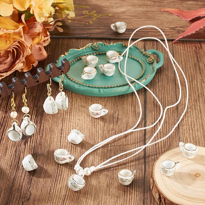 12Pcs Miniature Ceramic Tea Cup for Dollhouse 16x12mm Porcelain Mini Coffee Cup Charms Set for Micro Landscape Garden Tea Party Playhouse Ornaments DIY House Scene