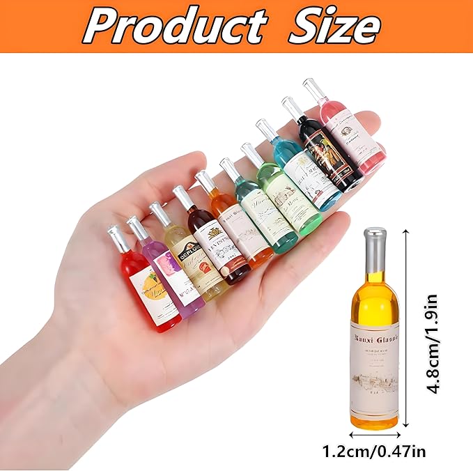 10 Pieces 1:12 Scale Miniature Wine Bottles & Beer Glasses – Dollhouse Drink Accessories, Simulation Design, Perfect for Cake Toppers, Tabletop Décor, DIY Miniature Scenes, and Mini Food Decorations