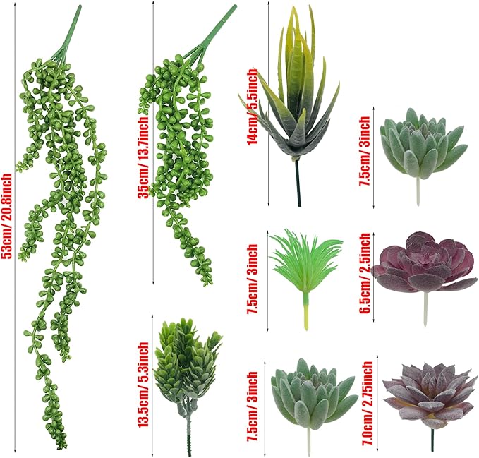 Woohome Artificial Succulents, 20 Pack Realistic Faux Succulents Mixed Colors Fake Succulents Fake Plants for Decoration, DIY Crafting Home Floral Garden Arrangement Office Decor