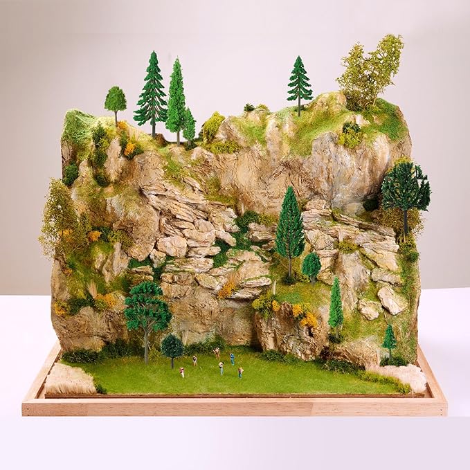 Skylety 70 Pieces Model Trees 1.2-6.3 Inch Mixed Miniature Toy Trees Diorama Supplies Fake Plants for Train Scenery Architecture DIY Crafts, Building Model Scenery Landscape Natural Green(Vintage)
