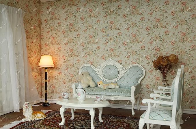 iLAND Dollhouse Wallpaper, Nice 1/12 Scale Accessories & 1/6 Scale Accessories for DIY Dollhouse Décor, 39 * 15.7inch Beautiful Doll House Wall Paper w/Harmonious Proportions & Realistic Touch