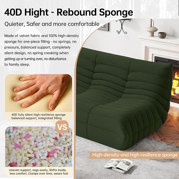 Bean Bag Chairs for Adults, Memory Foam Couch Loveseat Sofa Chair, Soft Teddy Material Cozy Comfy Reading Nook Chairs, Floor Chair for Living Room Bedroom Office