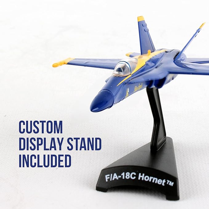 Postage Stamp F/A-18C Hornet Blue Angels – 1/150 Scale Die-Cast Metal Jet Model with Display Stand – Officially Licensed USA Navy Collectible Aircraft for Adults Ages 14+