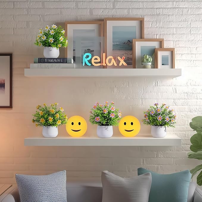 Yarmare 3 Pack Small Fake Plants Artificial Potted Flowers for Indoor Mini Faux Plants with Flowers Greenery for Home Decor Living Room Bathroom Bedroom Office Table Shelf (Pink+Yellow+Purple)