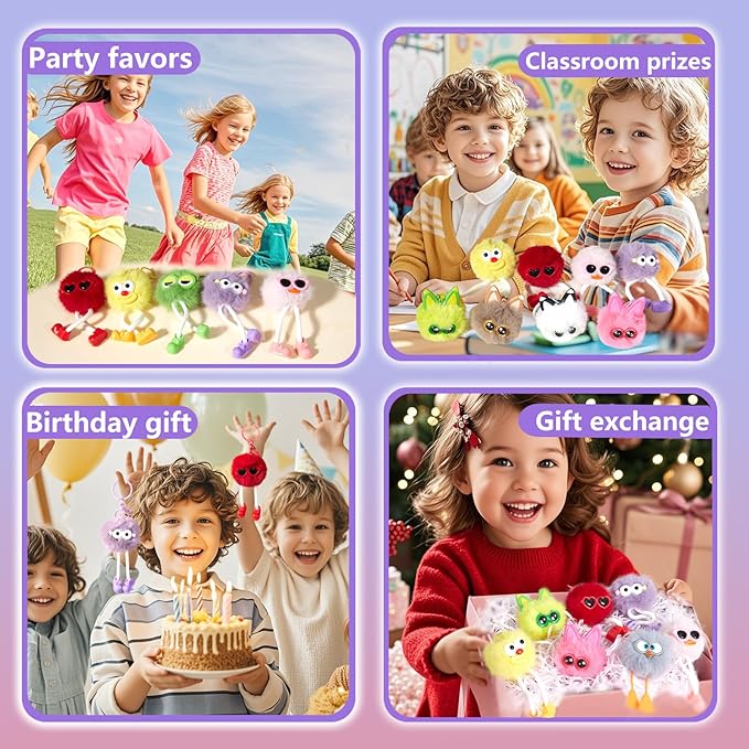 12 PCs Kids Keychains - Keychain Cute for Birthday Goodie Bags Keychain Valentines Day Gifts for Kids Classroom Party Favors Pinata Toys Keyrings Classroom Prizes Elementary Child Bulk Items