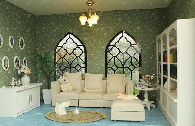 iLAND Dollhouse Wallpaper, Nice 1/12 Scale Accessories & 1/6 Scale Accessories for DIY Dollhouse Décor, 39 * 15.7 inch Beautiful Doll House Wall Paper w/Harmonious Proportions & Realistic Touch
