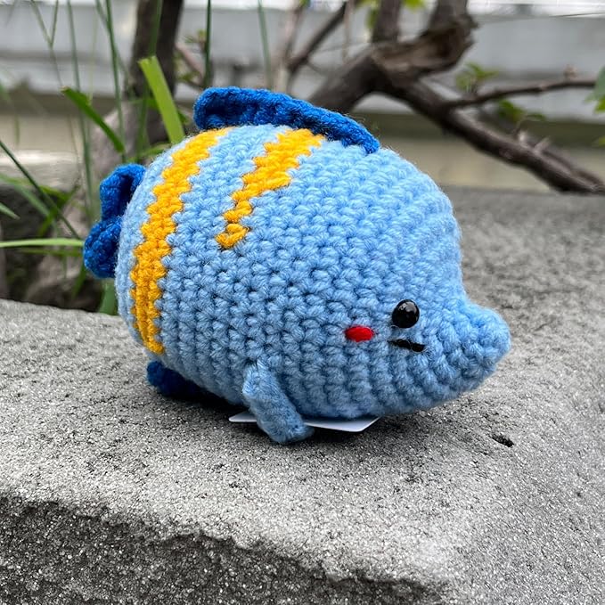Crochet Fish Gifts, Emotional Support Fish Positive Cute Funny Cool Office Desk Decor Decorations for Her Women Men
