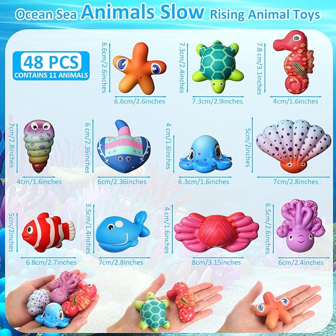 48 Pcs Ocean Squeeze Jumbo Toys for Kids Slow Rising Large Sea Animal Toys Under The Sea Party Favor Bulk for Kids Goodie Bag Filler Classroom Prize Ocean Themed Birthday Party Favor