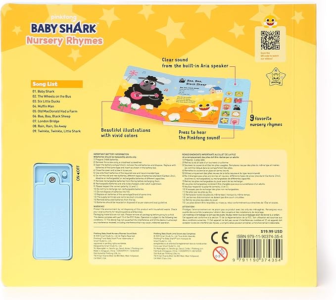Baby Shark Nursery Rhymes 10 Button Sound Book| Learning & Education Toys | Interactive Baby Books for Toddlers 1-3 | Gifts for Boys & Girls
