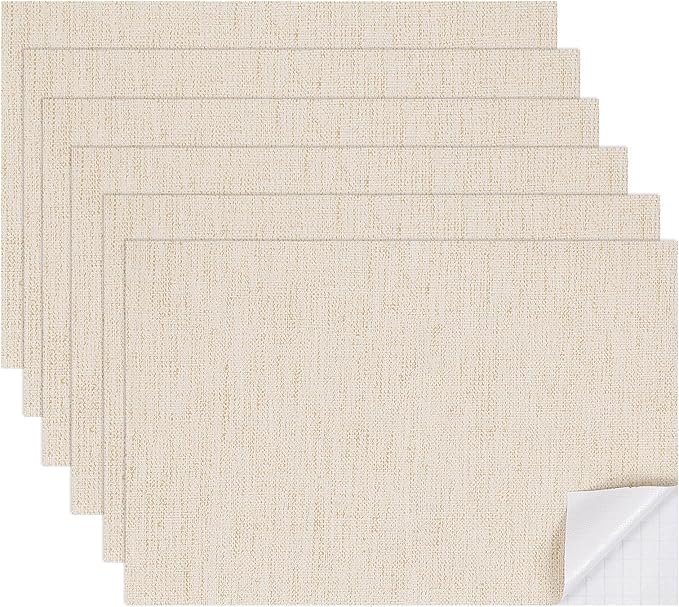uxcell 6 Sheets Miniature Dollhouse Wallpaper, Linen Texture Self-Adhesive PVC Flooring Wall, Mini Wall Decor for Dollhouse Sand Table Model Accessories 11.81 x 7.87 Inch (Beige)