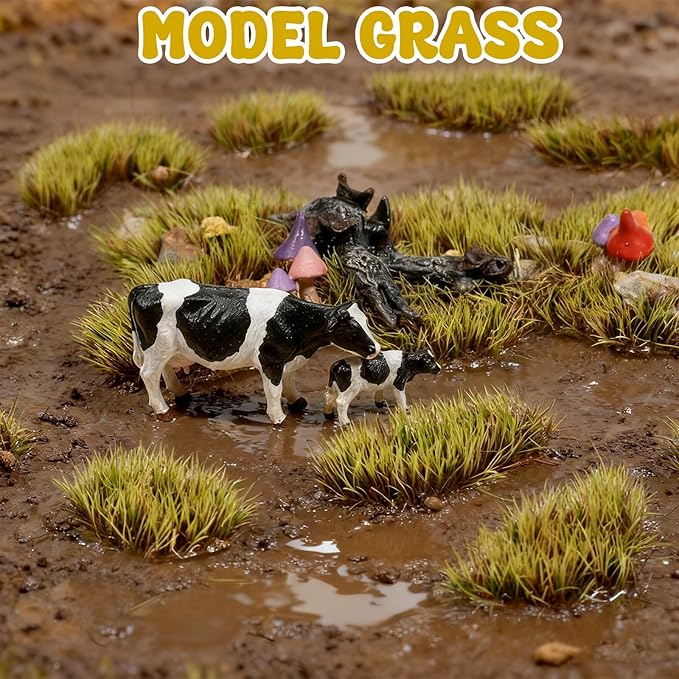 Warmtree 1 Box Static Grass Bushy Tufts Lowland Shrubs Scenery DIY Miniature 3D Tree Branches and Mushroom for Train Landscape Scenery Military Layout Model War Gaming Terrain (Autumn Yellow)