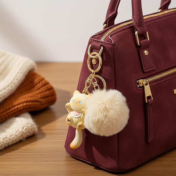 Jekvill Cat Keychain bag charms for handbags Cute Keychains for Women Kawaii Cat Backpacks Accessories cat plush keychain