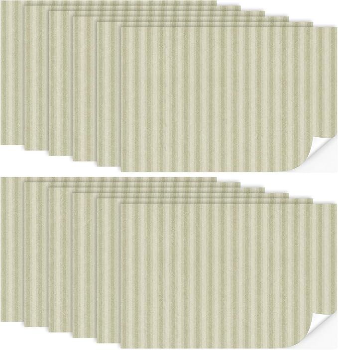Flutesan 12 Pcs Miniature Dollhouse Wallpaper and Flooring Peel and Stick Mini DIY Self Adhesive Dollhouse Accessories 8.27 x 11.69 Inch (Vintage Stripes)