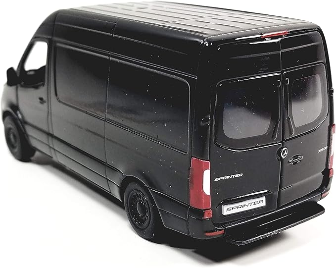 KiNSMART - Mercedes-Benz Sprinter Cargo Van 1:48 O Scale 5" Die Cast Metal Model Toy Van, Pull-Back Action (Black)
