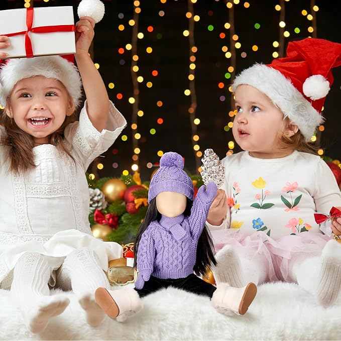 Bencailor 6 Pcs Winter 18 Inch Doll Clothes and Accessories Winter Outfits Set Sweaters Trousers Hats Shoes for 18 Inch Doll Gifts(Purple,Adorable)